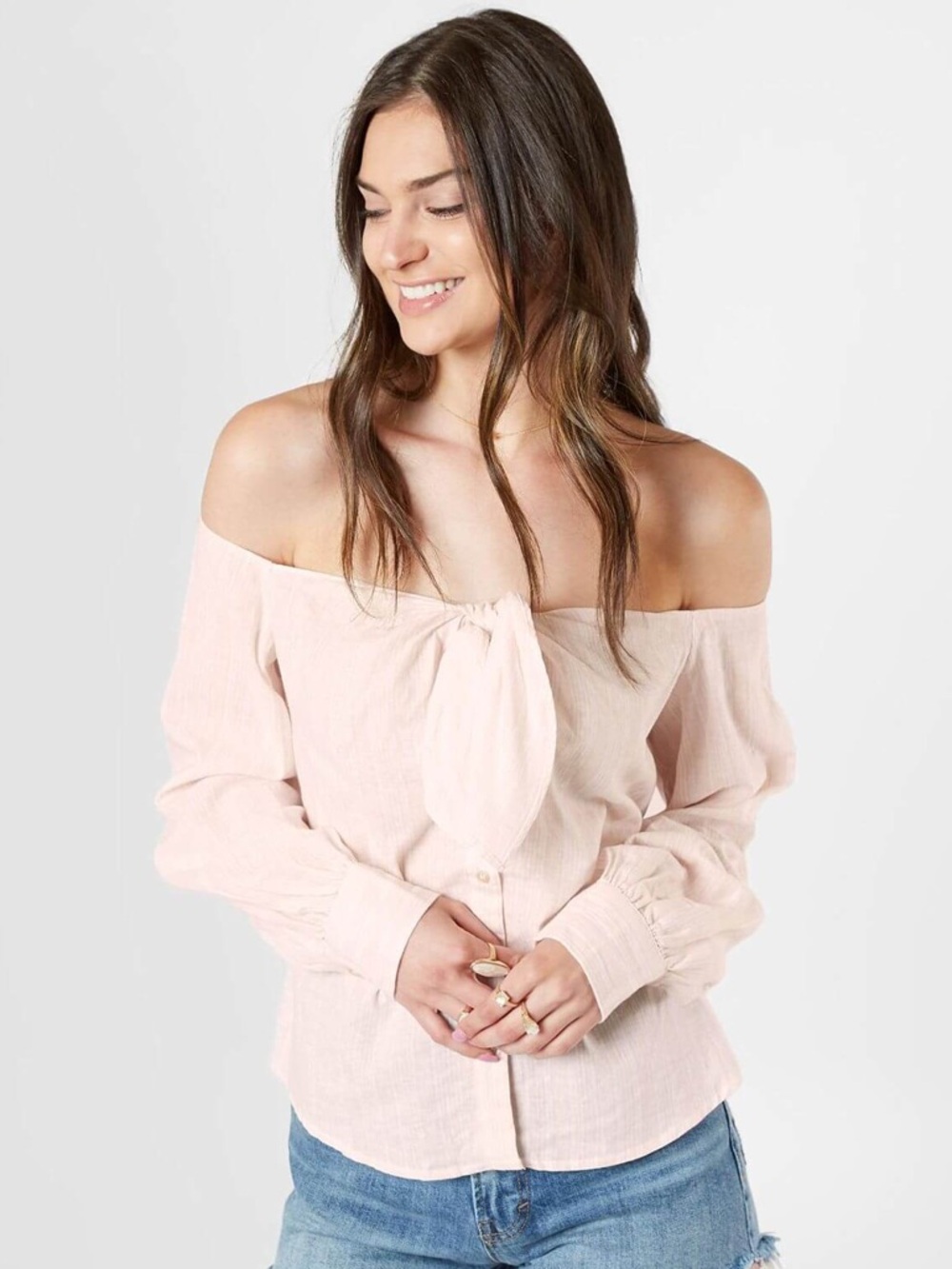 Free People Hello There Beautiful Off The Shoulder Striped Top XS Pink White